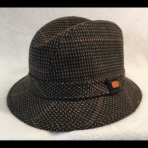 Men’s VTG Tote Hat Fedora Brown Tweed Sz Medium